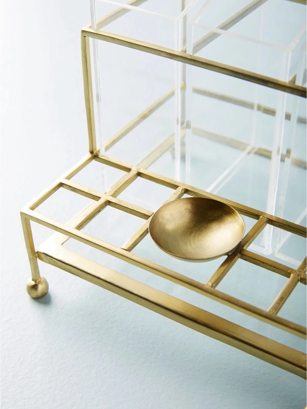 Anthropologie Gold and Clear Acrylic Makeup Caddy